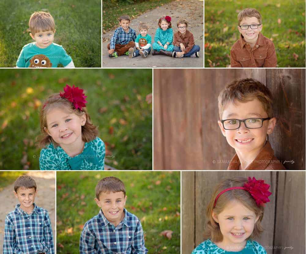 multiple poses from family session at carter park in mason ohio