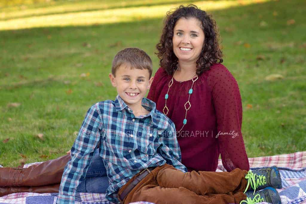 mother poses with son