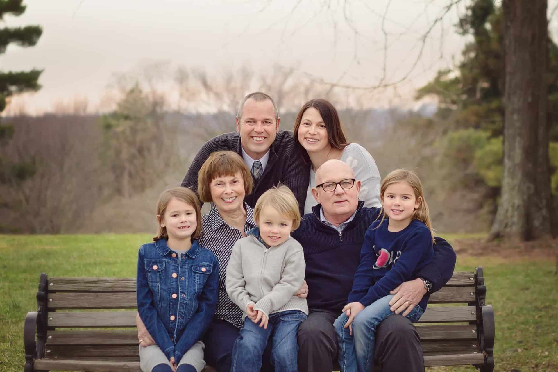 Grandparents get picture with family at Ault park