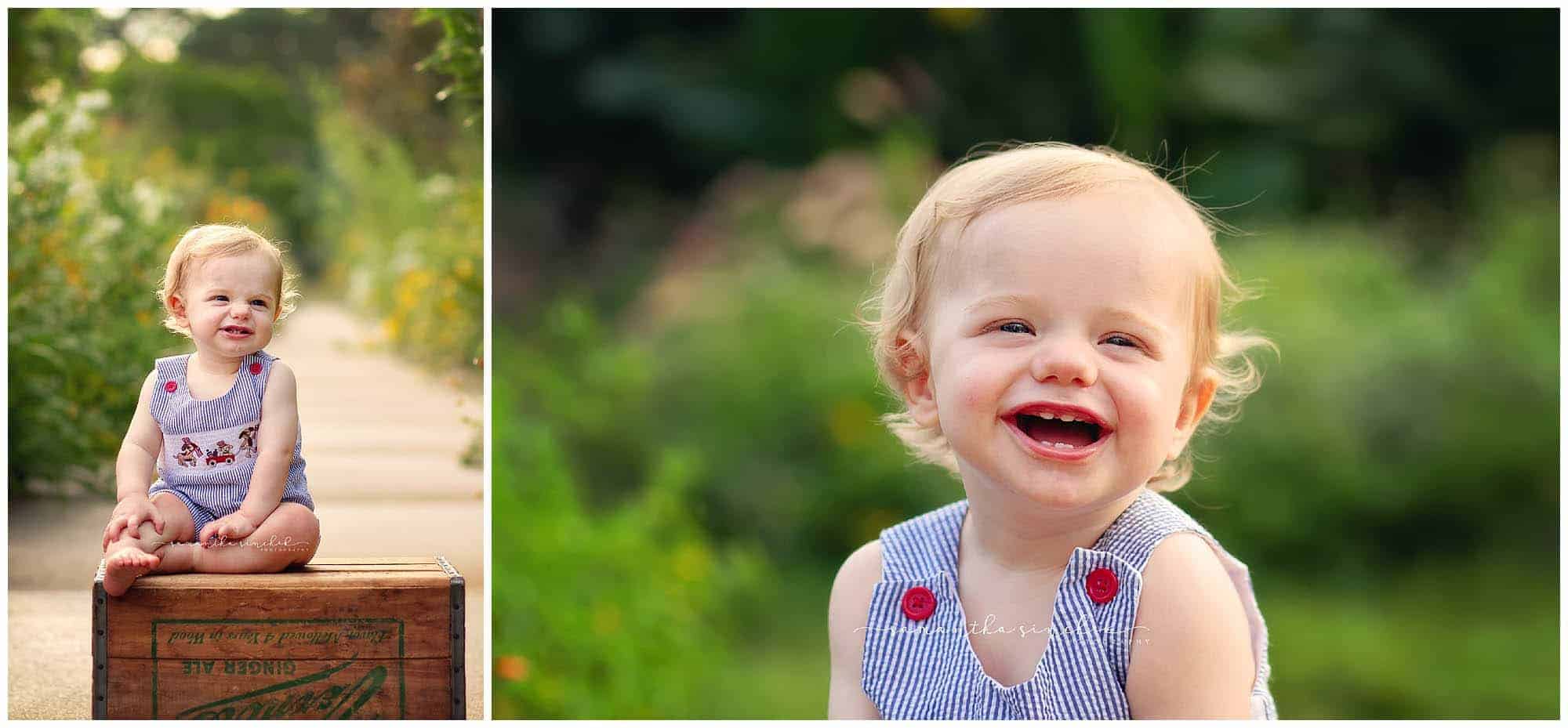 graham poses at ault park in cincinnati at one year photo session, ssamantha sinchek