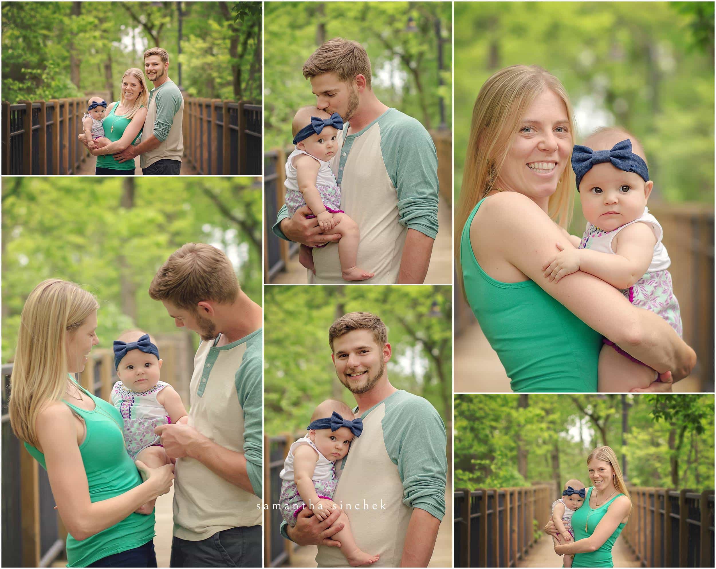family poses at sharon woods during 6 month session with Samantha sinchek photography of cincinnati ohio