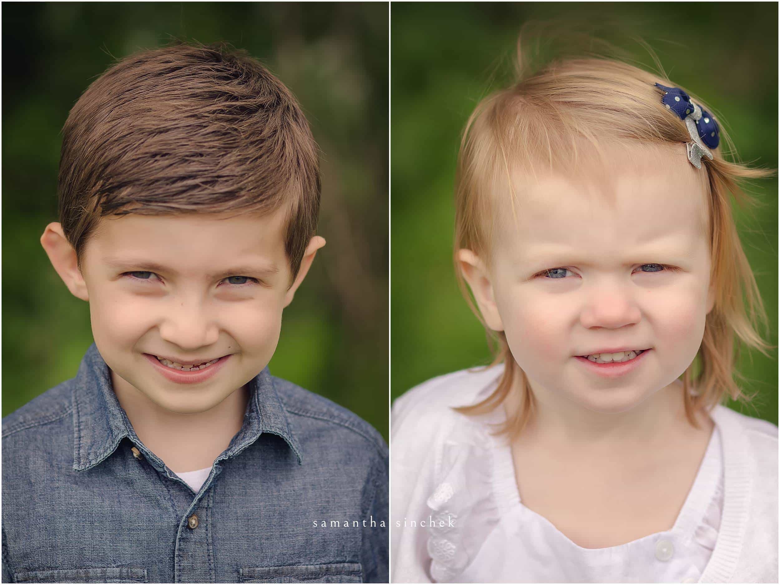 brother and SISTER close up PORTRAITS at sharon woods SAMANTHA SINCHEK PHOTOGRAPHY