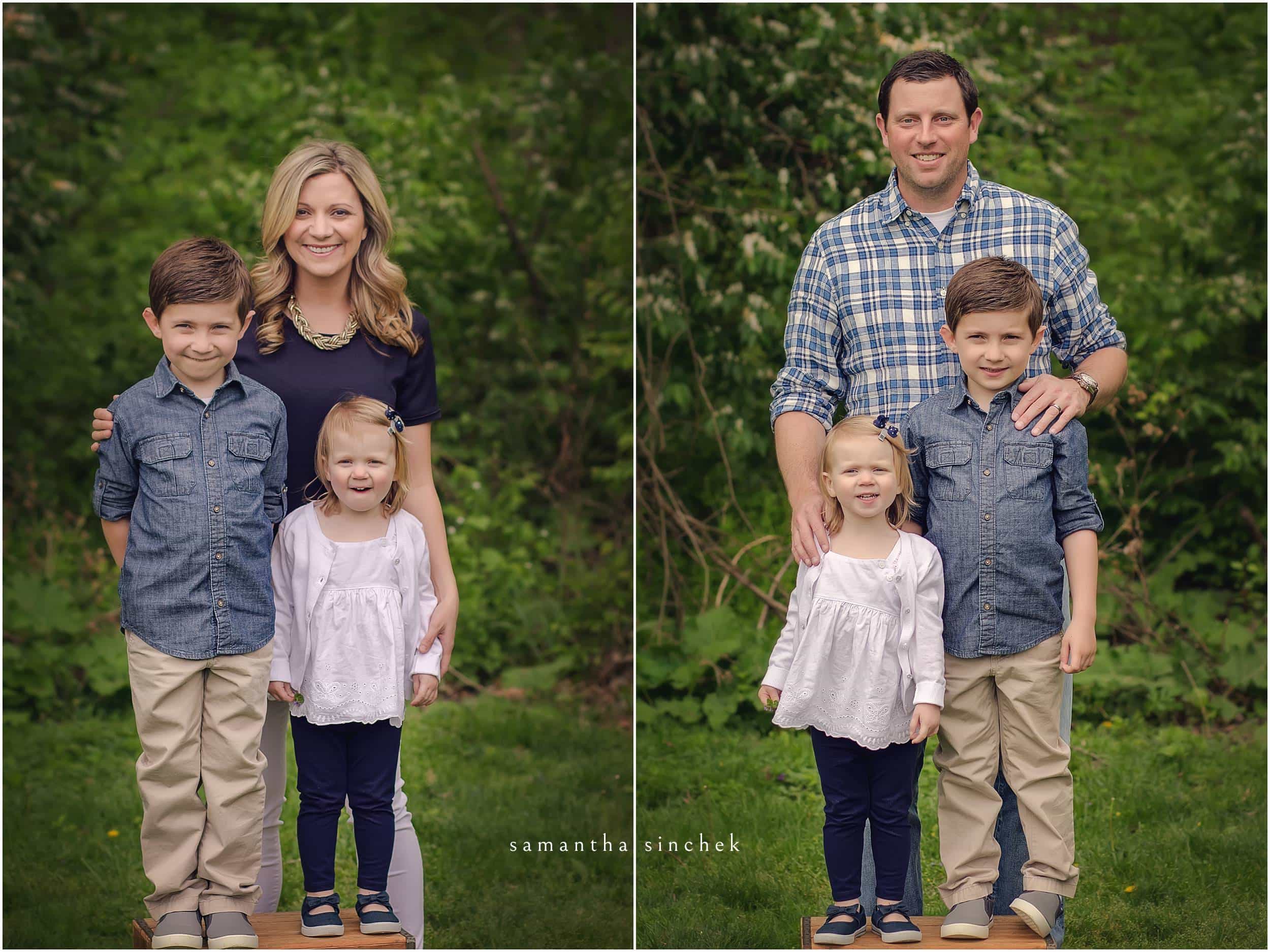 mother and father with children at family mini session Sharon woods with samantha SINCHEK