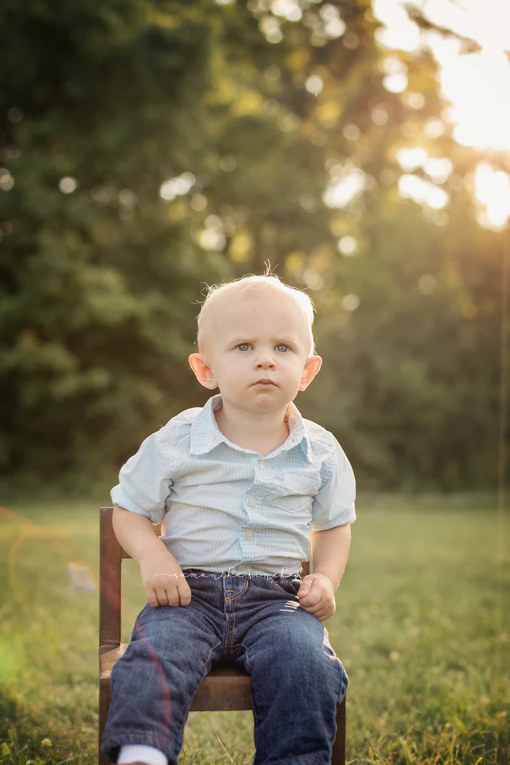 young boy sits at cincinnati family photography session with samantha sinchek 