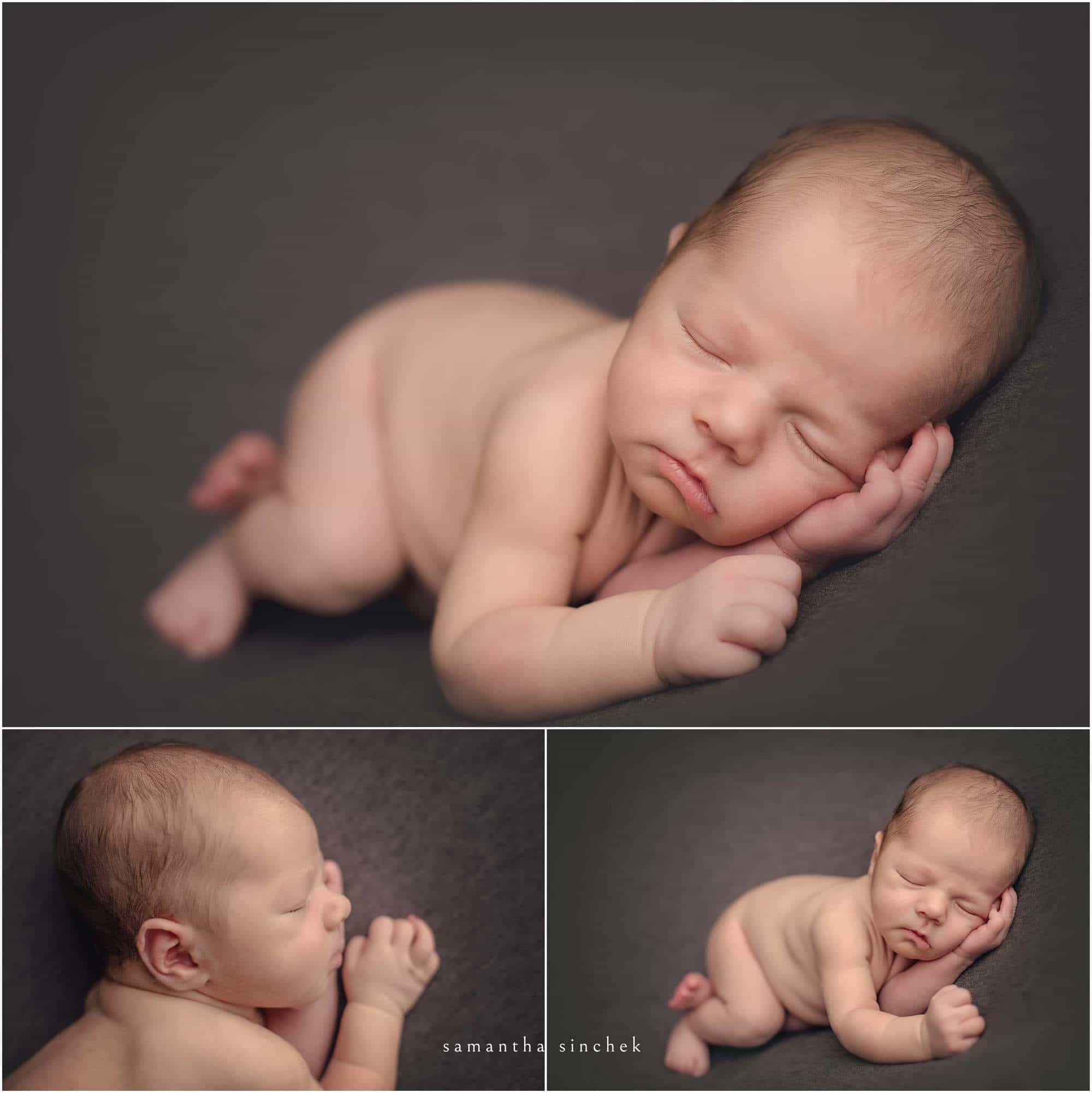 various poses with newborn at samantha sinchek photography studio in cincinnati ohio