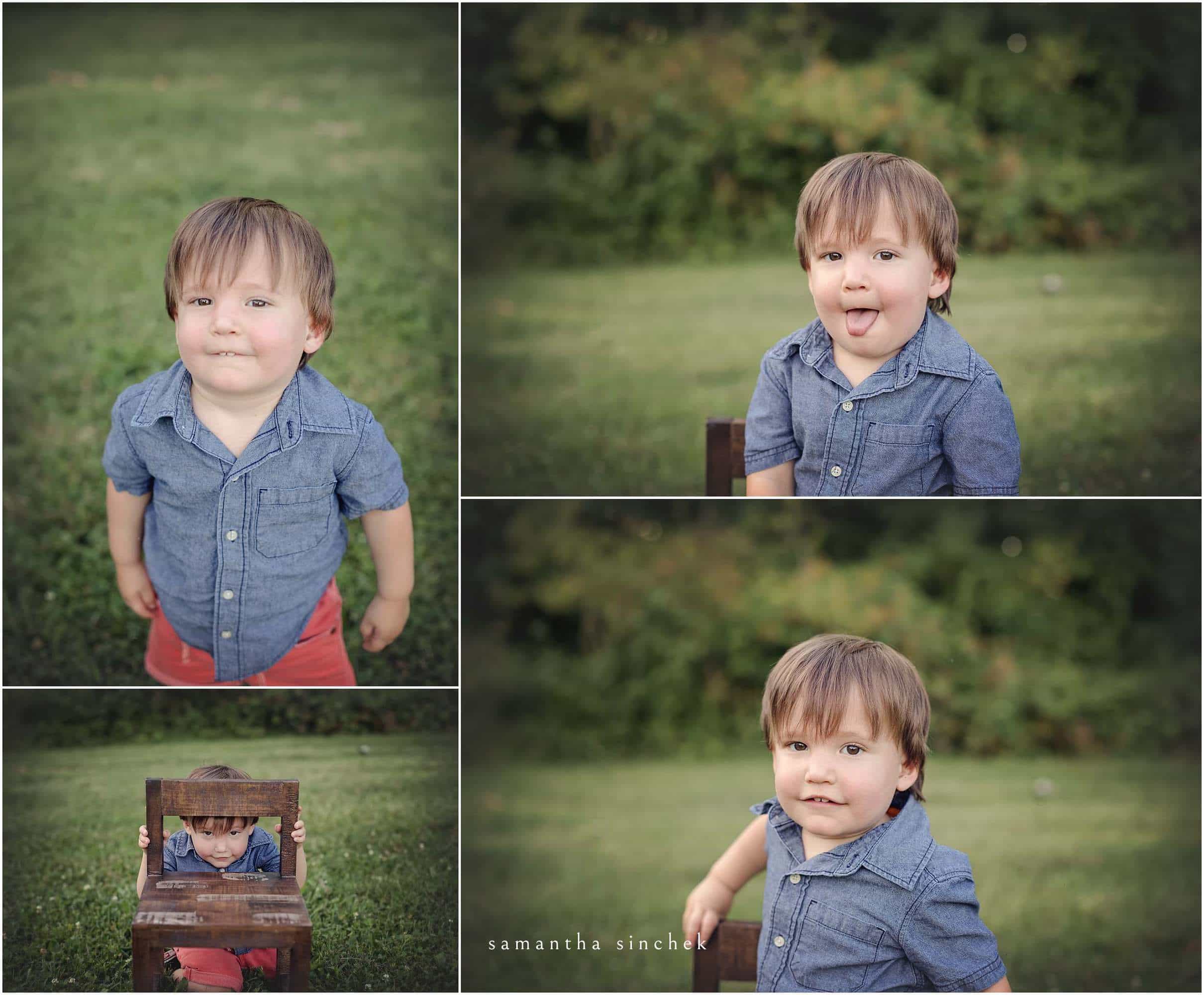 young boy makes silly faces at family session with samantha sinchek photography of cincinnati