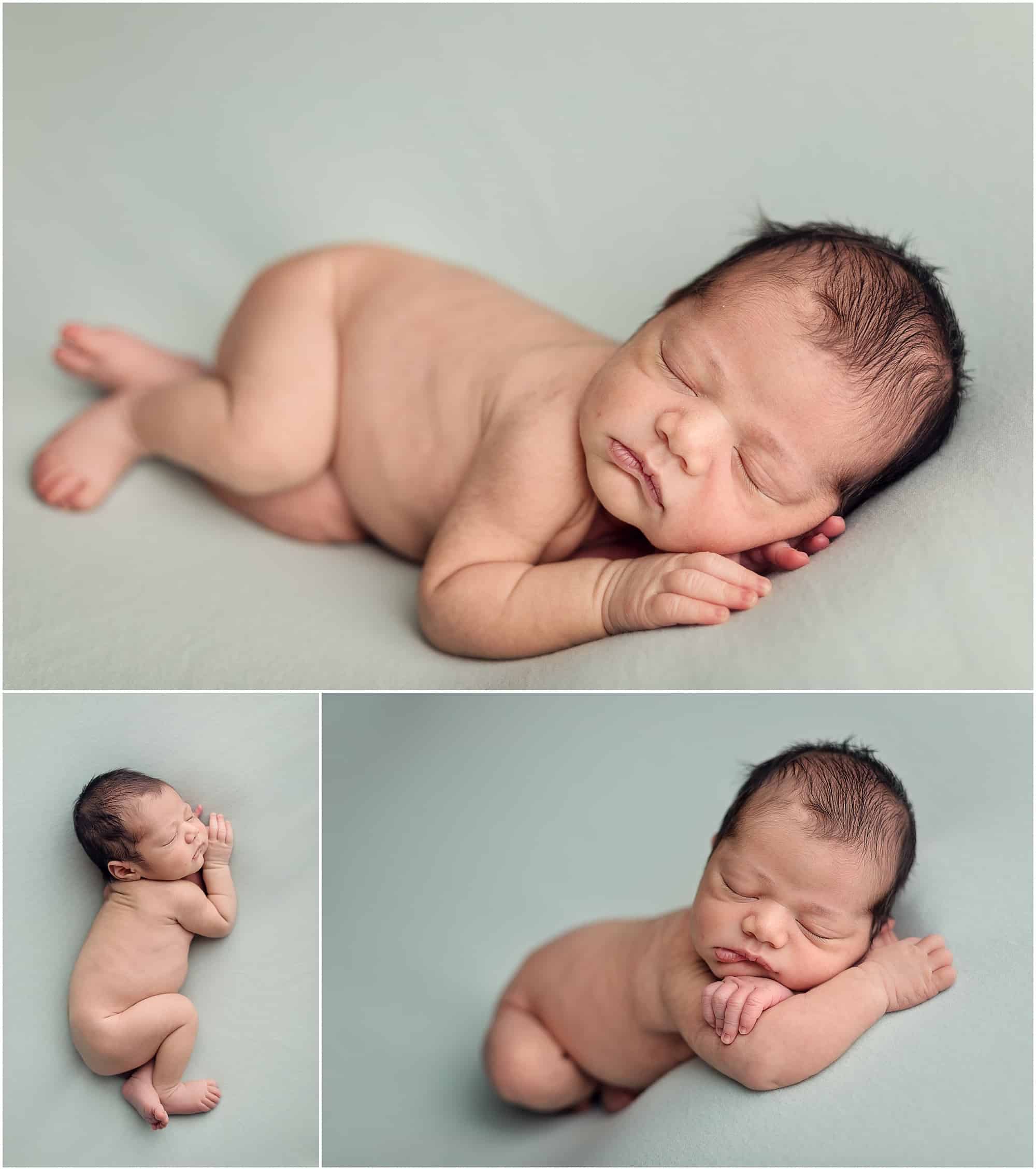 newborn boy sleeps on blue background at Samantha sinchek photography