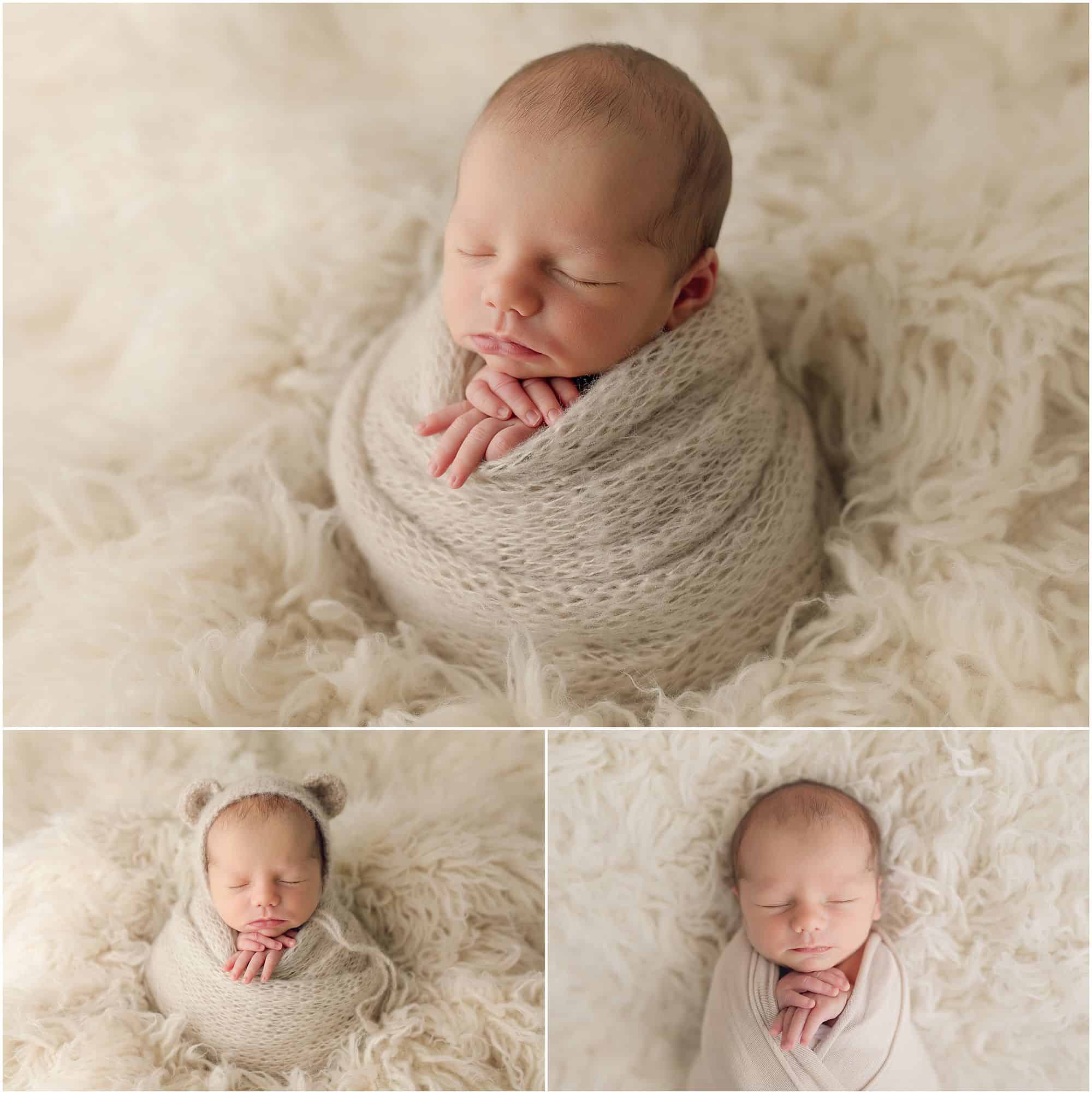 wrapped newborn boy at newborn photography session with Samantha sinchek photography in loveland ohio