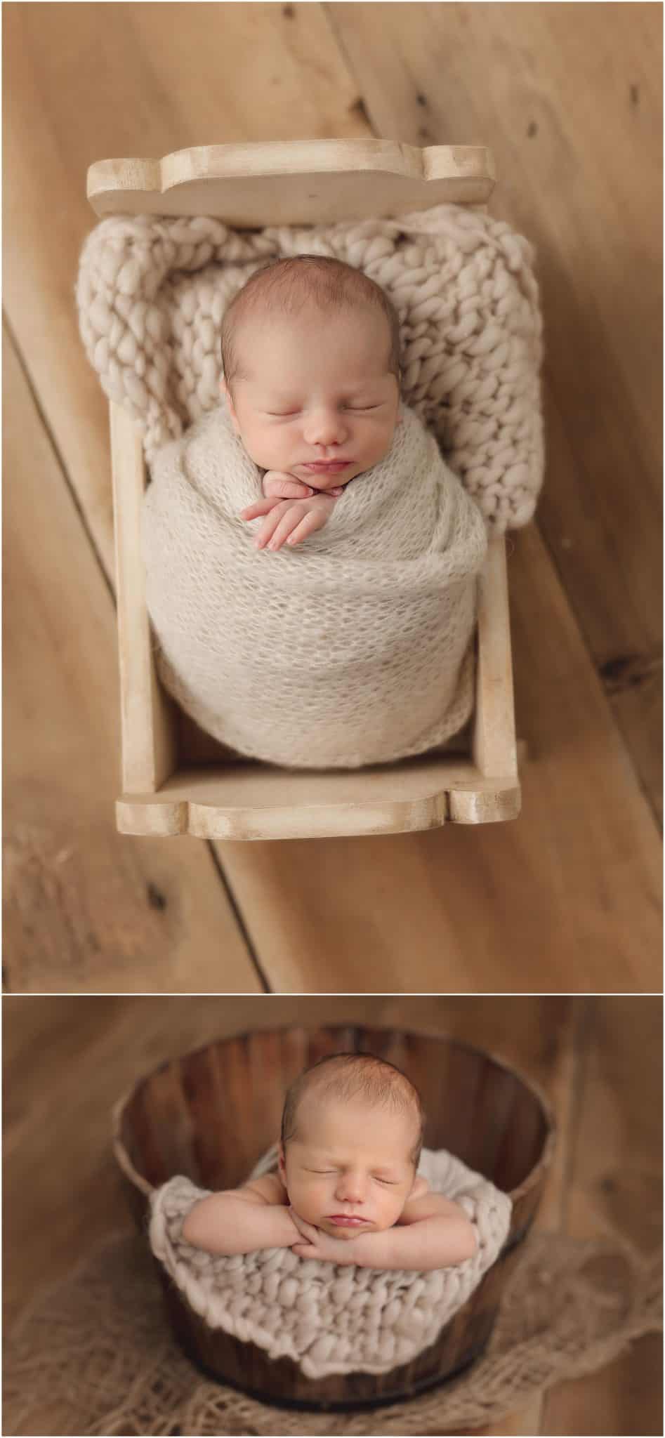 wrapped newborn boy at newborn photography session with Samantha sinchek photography in loveland ohio