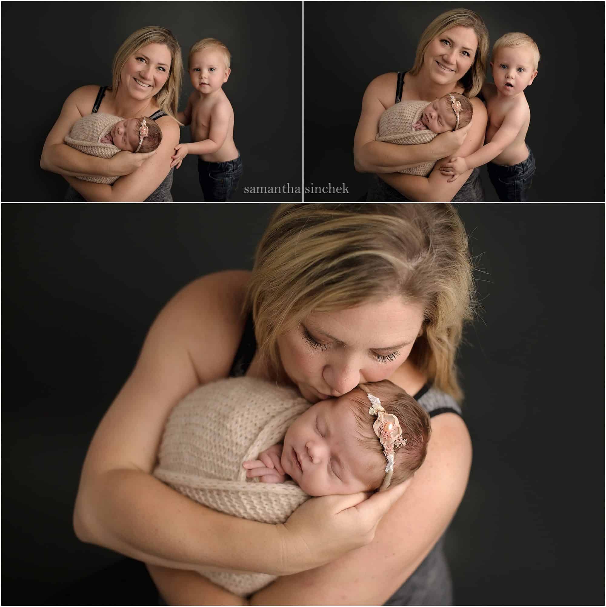 parent and sibling newborn pictures with cincinnati newborn photographer