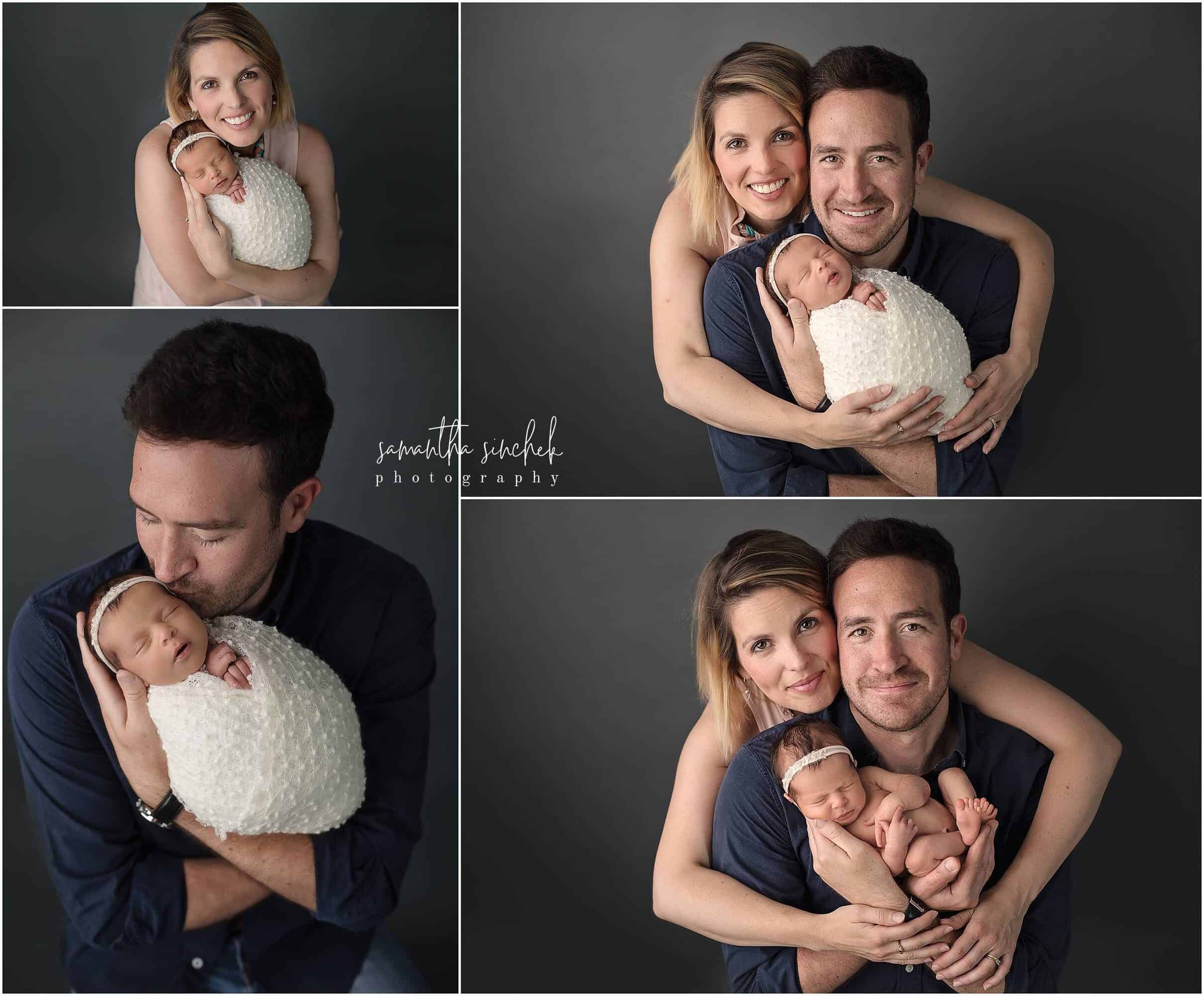 parent posing with cincinnati newborn photographer Sinchek