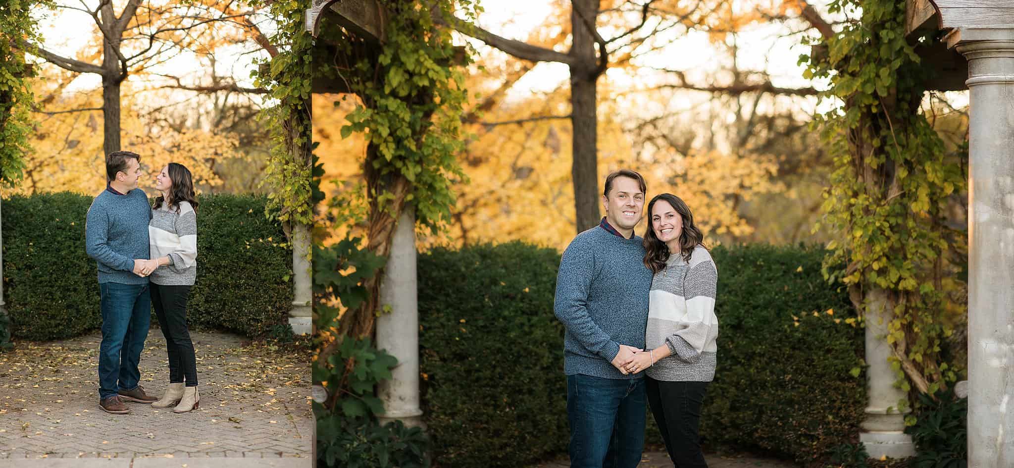 couple smiles at Ault Park family pictures