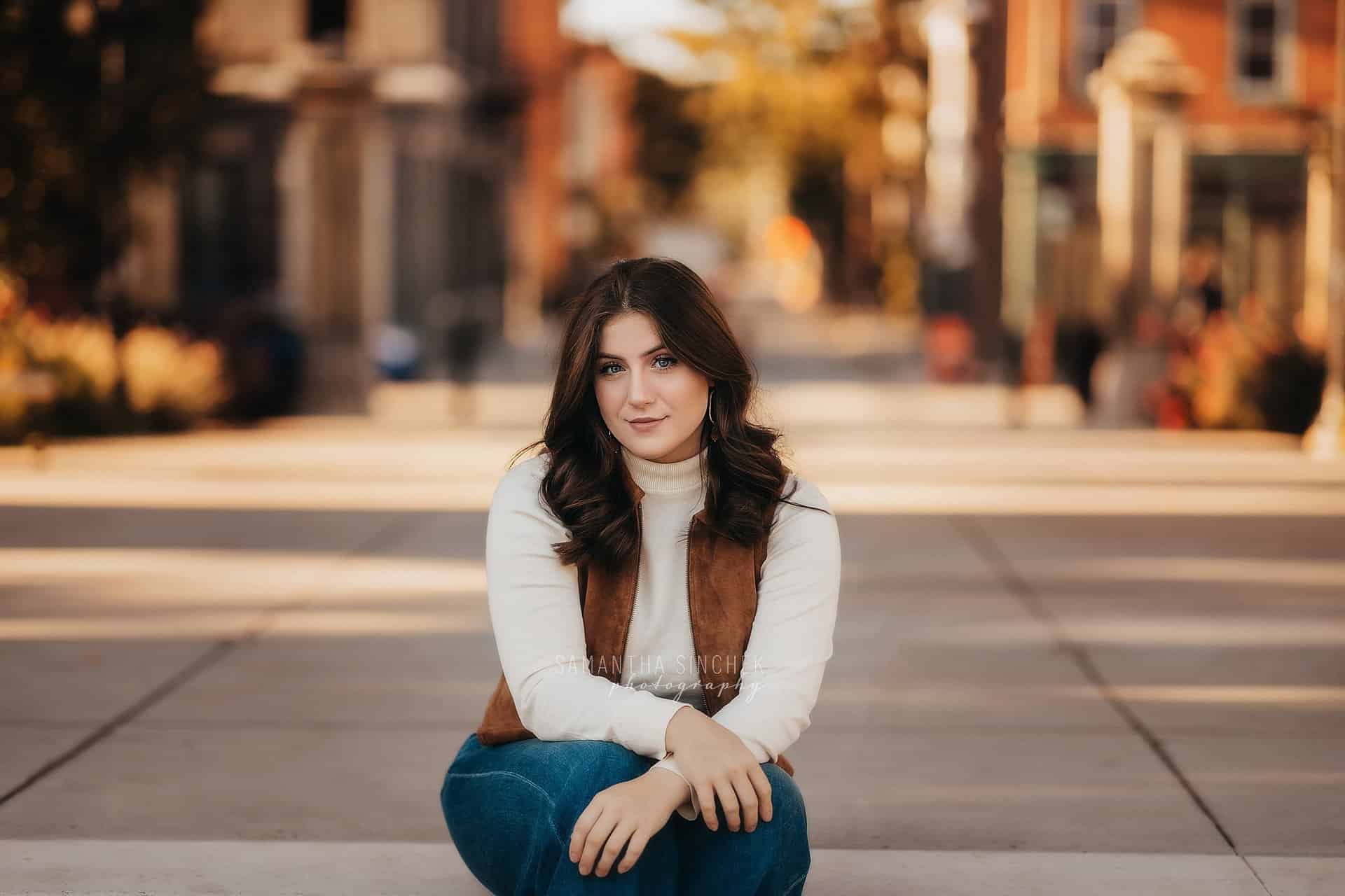 east central high school senior poses in Washington park with Samantha Sinchek Photography