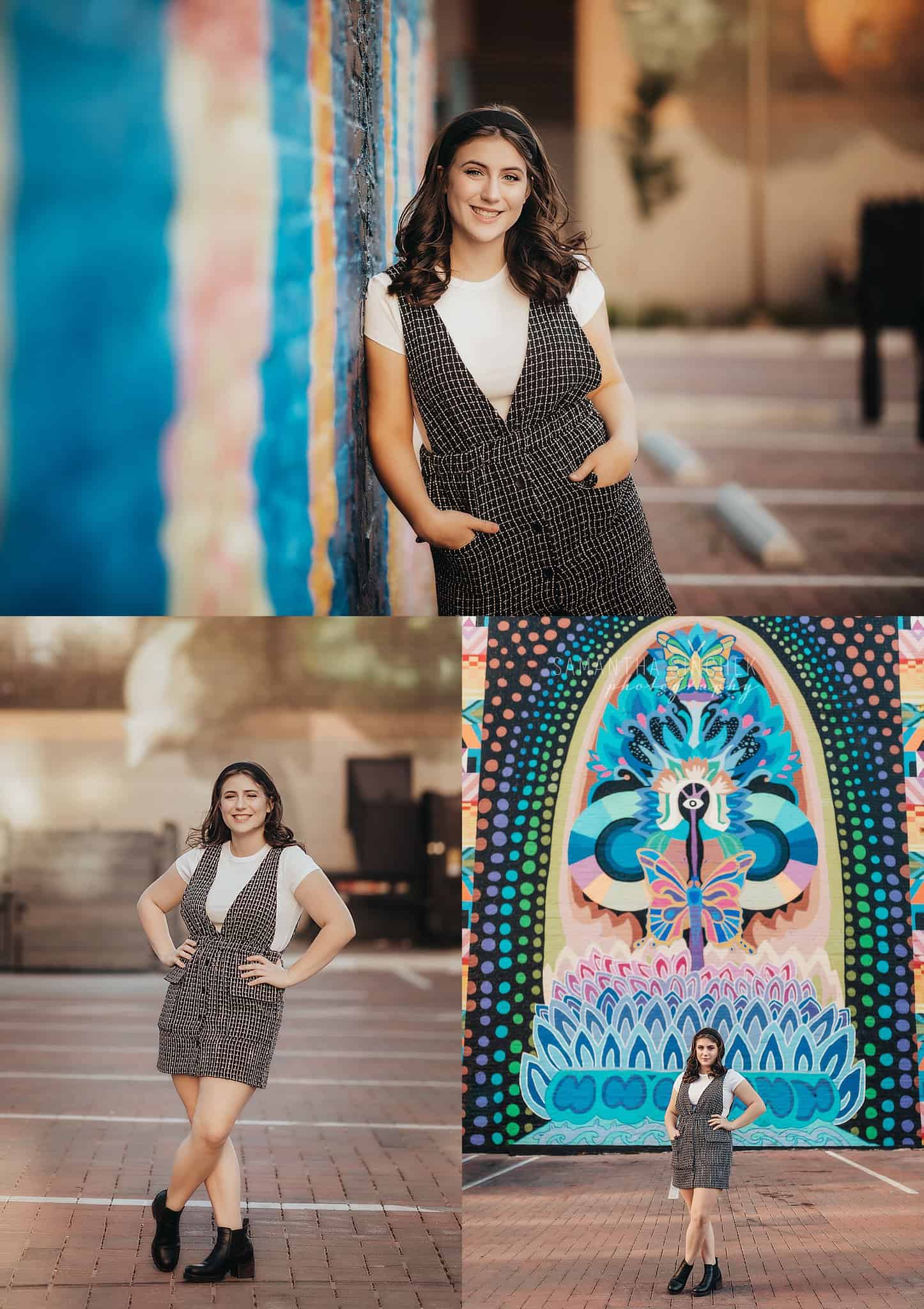 east central high school senior poses in downtown cincinnati with Samantha Sinchek Photography