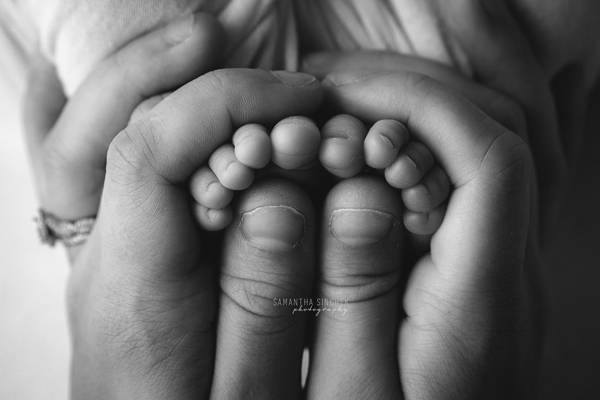 macro picture of baby face in black and white with Cincinnati's best newborn photographer