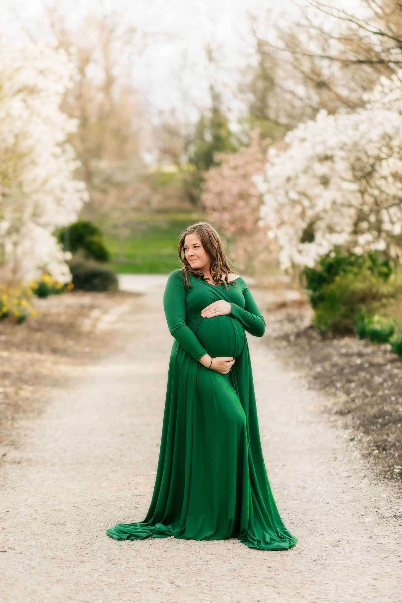 beautiful mother to be hugs stitch and smiles at Cincinnati maternity photos